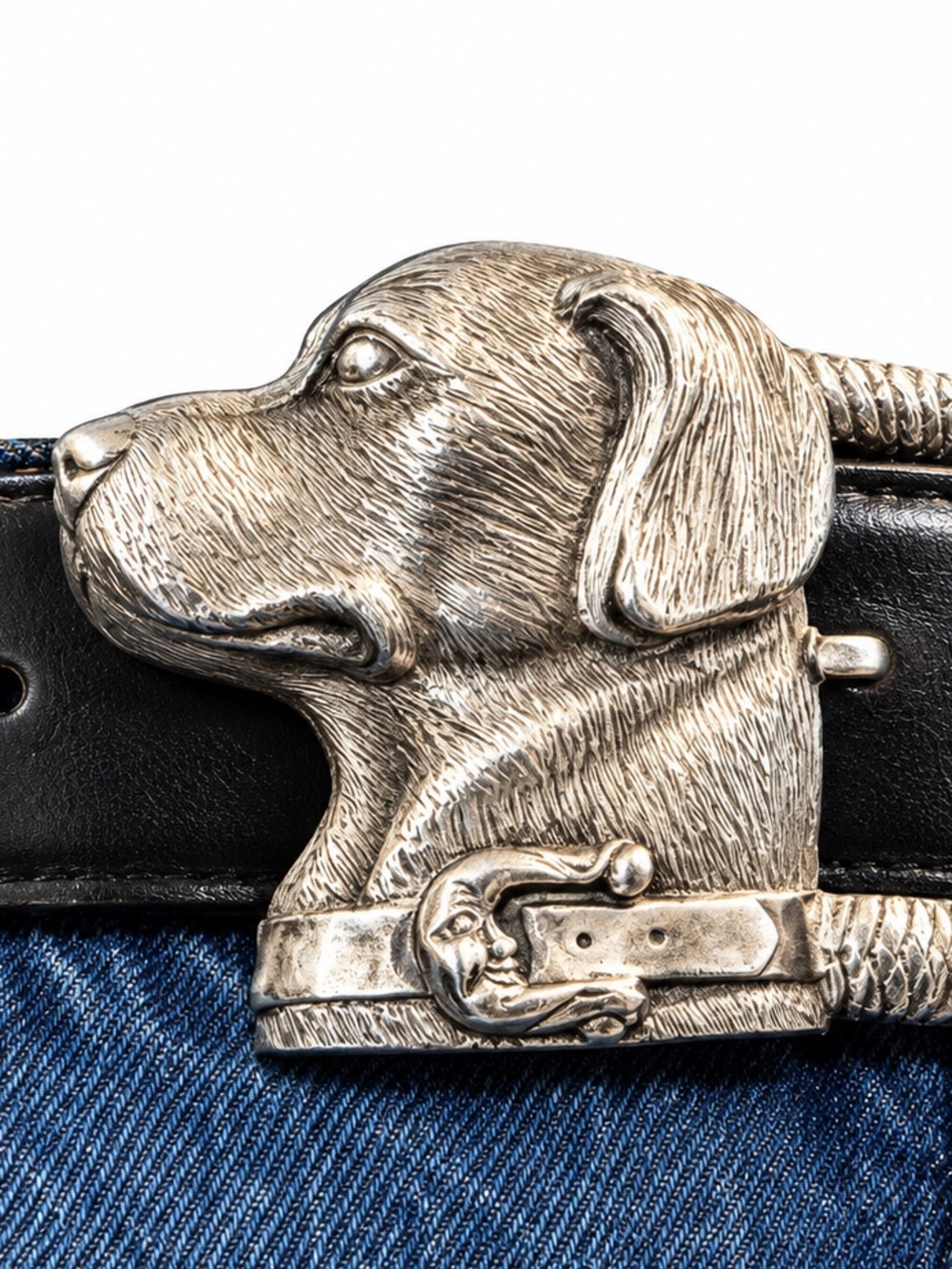 Silver Barry Kieselstein-Cord Belt Buckle - Retriever